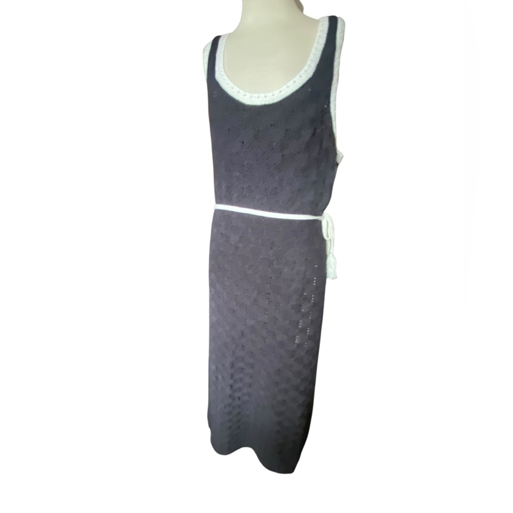 crocheted Sleeveless Black  Midi Dress 1X NWT vacation beach Hawaii tropical